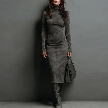 Turtleneck Long-sleeved Dress Fashion Sexy Slim-fitting Bodycon Long Dresses Women's Clothing